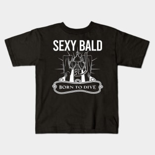 Bald Head No Hair Sexy Bald Guy Diving Scuba Hair Loss Funny Kids T-Shirt